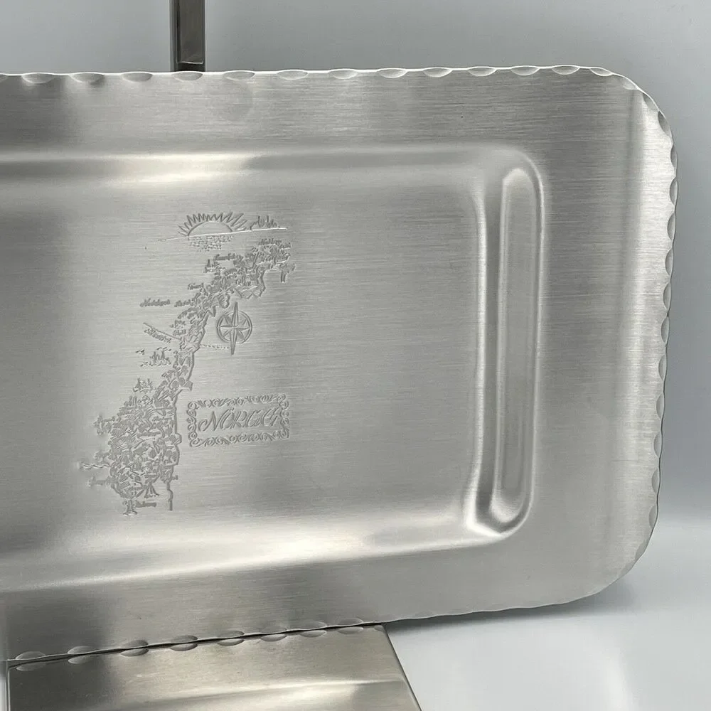 Norge Norway Vintage Hammered Aluminum Tray Etched Engraved Souvenir Decor Gift